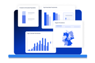 Healthcare analytics dashboard showing treatment rates, top prescribed medications, regional prevalence, and demographic distribution